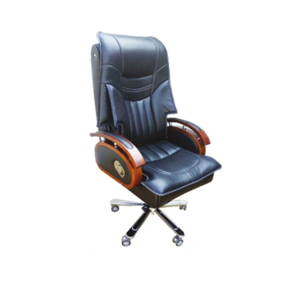 SmileSellers Leatherette Black Ayesha Steel Leather Chair, for Office
