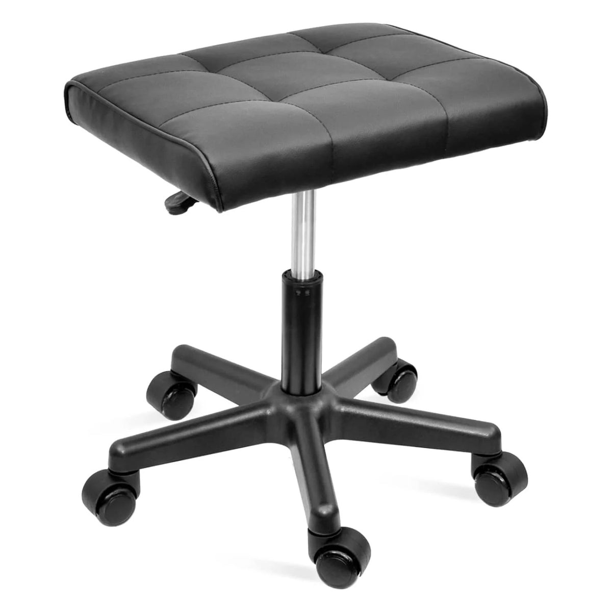 SmileSellers Hydraulic Adjustable Height Rolling Stool, Footstool with PU Leather, Footrest Ottoman Stool, Foot Rest for Office, Spa Facial Massage Tattoo Stool, (Black)