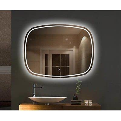 SmileSellers Glass 3D Beautiful Modern Designed LED Glass Mirror With 3 Lights Glass LED Home Mirror LED Mirror