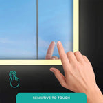 SmileSellers Glass LED Wall Mirror with Touch Sensor, Warm Light, Cool Day Light & Dimmer | Premium Framed Rectangular Bathroom, Bedroom & Living Room Mirror (24x18 Inch, 3 Light)