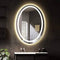 SmileSellers Glass 3D Oval Designer Led Mirror with Warm Light + White Light + Cool Day Light Imported Touch Sensor Home LED Mirror Front Light With Backlit Led Mirror (24x18 Inch)