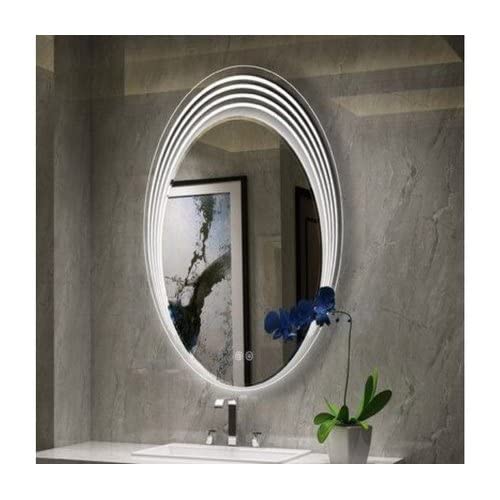 SmileSellers Beautiful Modern Designed Oval LED Glass Mirror With Warm Light + White Light + Cool DayLights Glass Touch Sensor LED Home Mirror LED Mirror