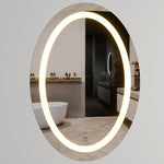 SmileSellersLED Oval Wall Mirror with Touch Sensor, Warm Light, Cool Day Light & White Light | Modern Backlit Bathroom, Bedroom & Living Room Mirror (24x18 Inch,Framed)