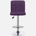 SmileSellers Bar Stool Without Armrest & Square Back Leather Cushion,Height Adjustable Bar Chair Suitable for Kitchen | Reception | Food Court | Study | Dining | Pub's Purple Color