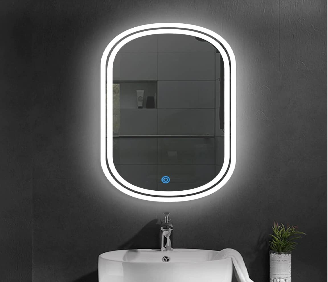 SmileSellers LED Mirror Open with Close Led Imported Touch Sensor + Dimmer + Single Click White + Cool Day Light + Warm Light for Bathroom, Bedroom, Drawing Room, Washbasin(30x21 Inch)