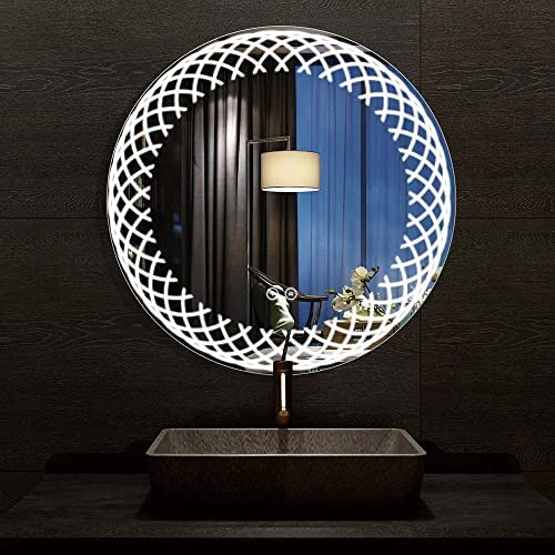 SmileSellers Glass Beautiful Modern Designed Round LED Glass Mirror Lights Glass Touch Sensor LED Home Mirror LED Mirror