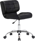 SmileSellers Modern Black Crest Armless Office Chair Swivel Task Chair Desk Chair Computer Chair
