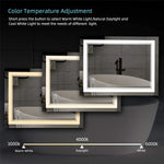 SmileSellers Glass LED Wall Mirror with Touch Sensor, Warm Light, Cool Day Light & Dimmer | Premium Framed Rectangular Bathroom, Bedroom & Living Room Mirror (24x18 Inch, 3 Light)