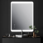 SmileSellers Glam Glass LED Bathroom Mirror withWarm Light + White Light + Cool Day Light-Wall Mounted Backlit-24x18 Inch, For Home office Decor