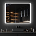 SmileSellers Glam Glass LED Bathroom Mirror with  Warm Light + White Light + Cool Day Light-Wall Mounted Backlit-24x18 Inch, For Home office Decor