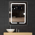 SmileSellers Glass Led Mirror 18 X 24 Inch White Light with Imported Touch Sensor Wall Mounted Makeup Front Light Mirror for Bathroom | Drawing Room