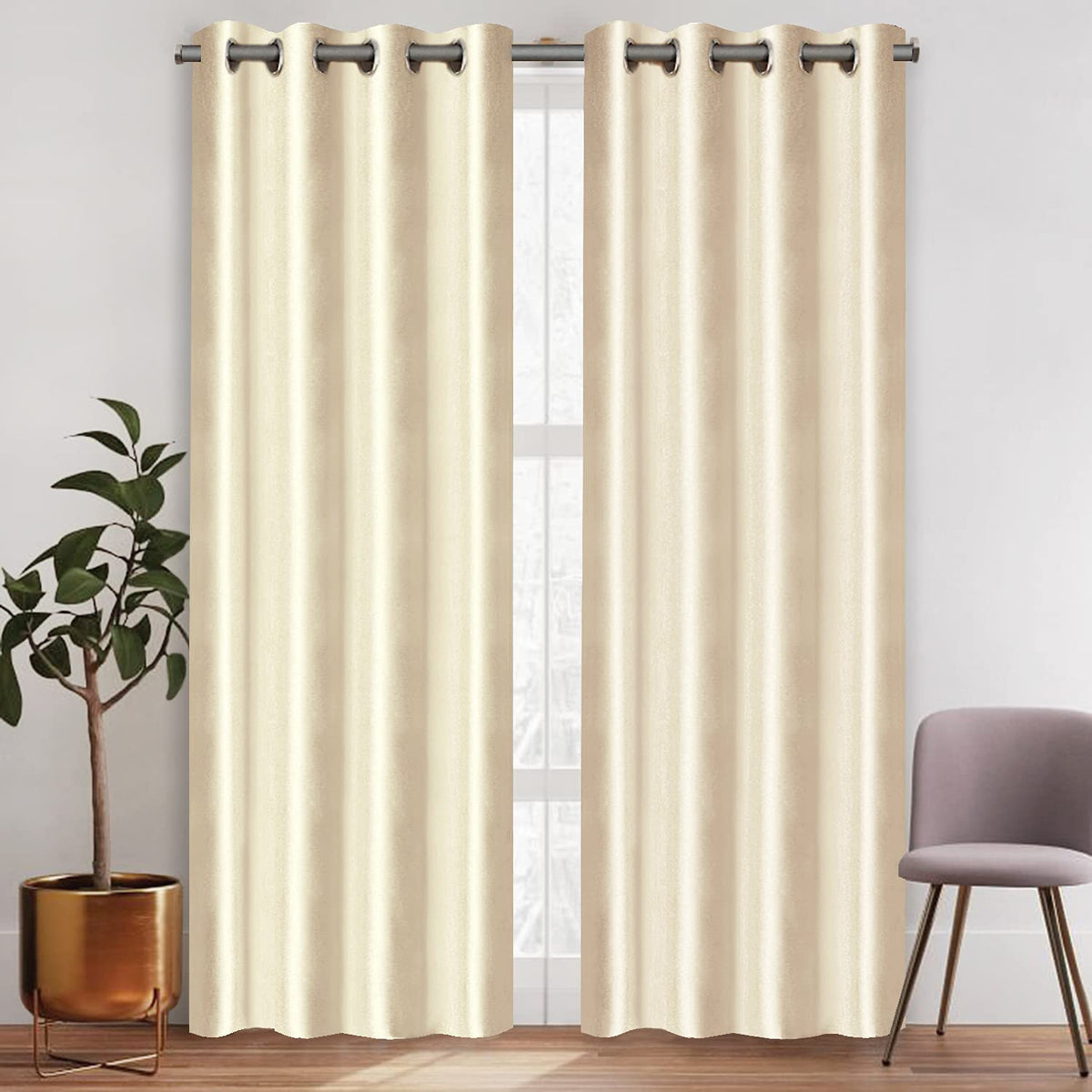 SmileSellers Polyester Solid Crushed Texture Curtain Door Screen