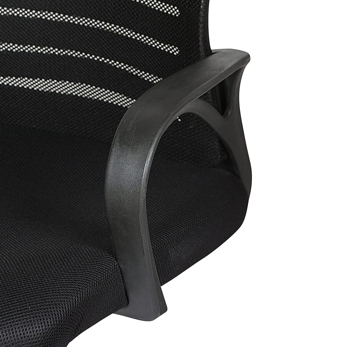 SmileSellers Medium Back Mesh | Heavy Duty Metal Frame | Office Visitor/Study | Ergonomic Chair (Black)