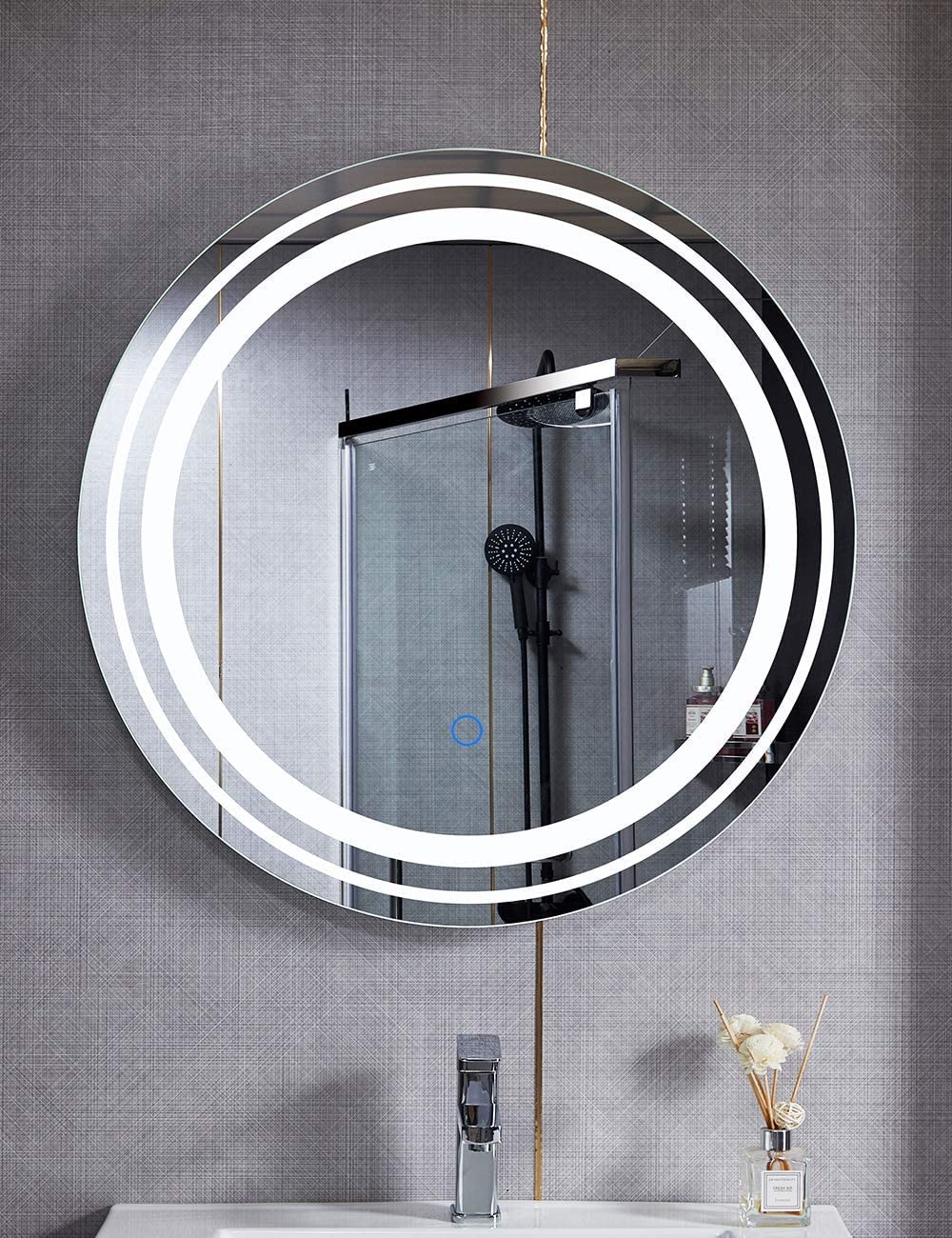 SmileSellers LED Bathroom Vanity Mirror| Wall Mounted Circle Mirror| Adjustable Color Temperature,Dimmable Memory Function