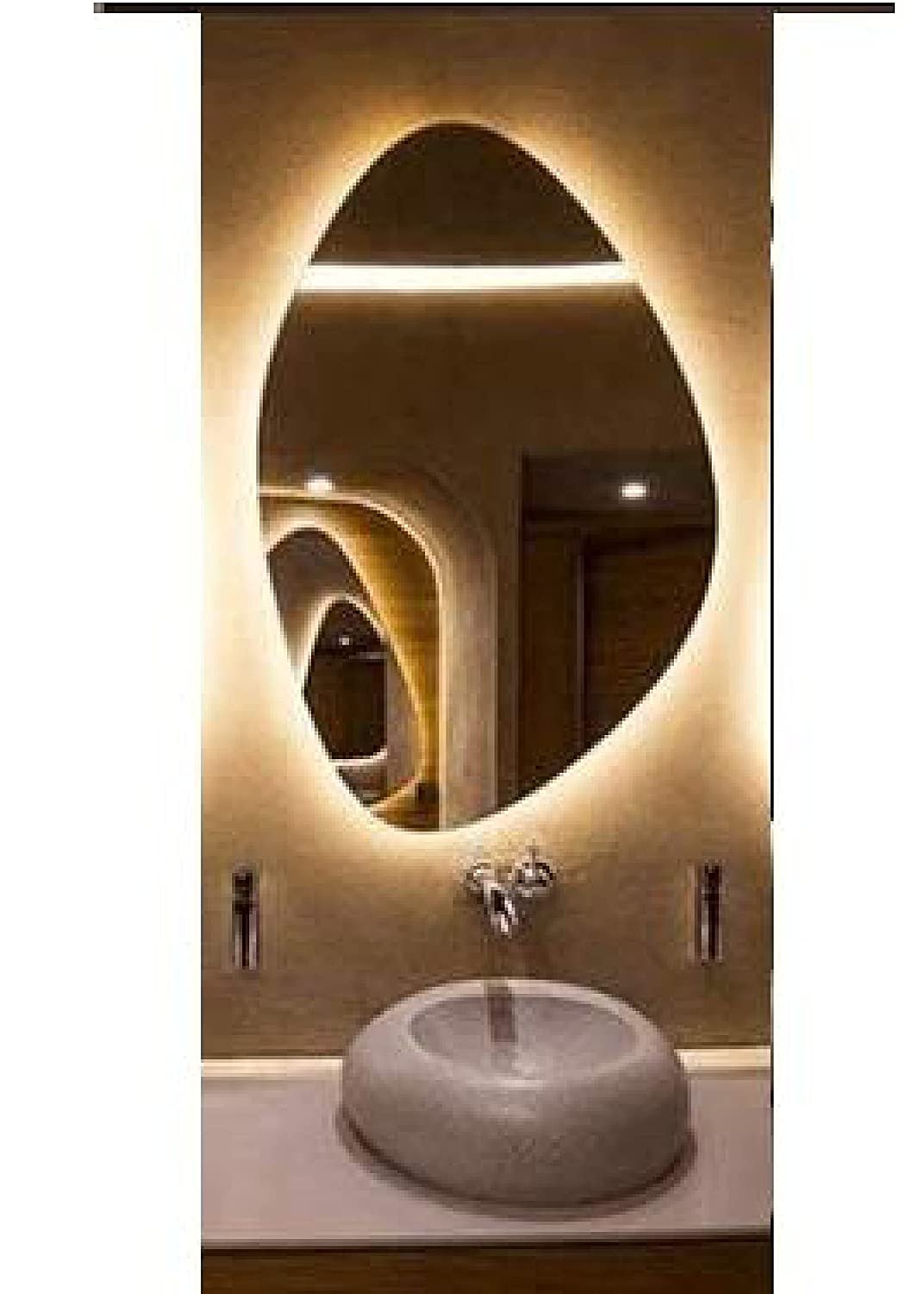 SmileSellers Glass 3D Beautiful Modern LED Glass Mirror Lights Glass Imported Touch Sensor LED Home Mirror LED Mirror , Backlit Led Mirror(30x21 Inch)