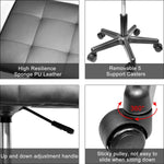 SmileSellers Hydraulic Adjustable Height Rolling Stool, Footstool with PU Leather, Footrest Ottoman Stool, Foot Rest for Office, Spa Facial Massage Tattoo Stool, (Black)