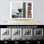 SmileSellers Glam Glass LED Bathroom Mirror withWarm Light + White Light + Cool Day Light-Wall Mounted Backlit-24x18 Inch, For Home office Decor