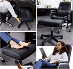 SmileSellers Hydraulic Adjustable Height Rolling Stool, Footstool with PU Leather, Footrest Ottoman Stool, Foot Rest for Office, Spa Facial Massage Tattoo Stool, (Black)