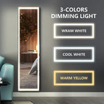 SmileSellers Glass 3D Beautiful Modern Designed LED Glass Mirror With White light +Warm Light+ Cool Day Light + DimmerLED Mirror (18x48)