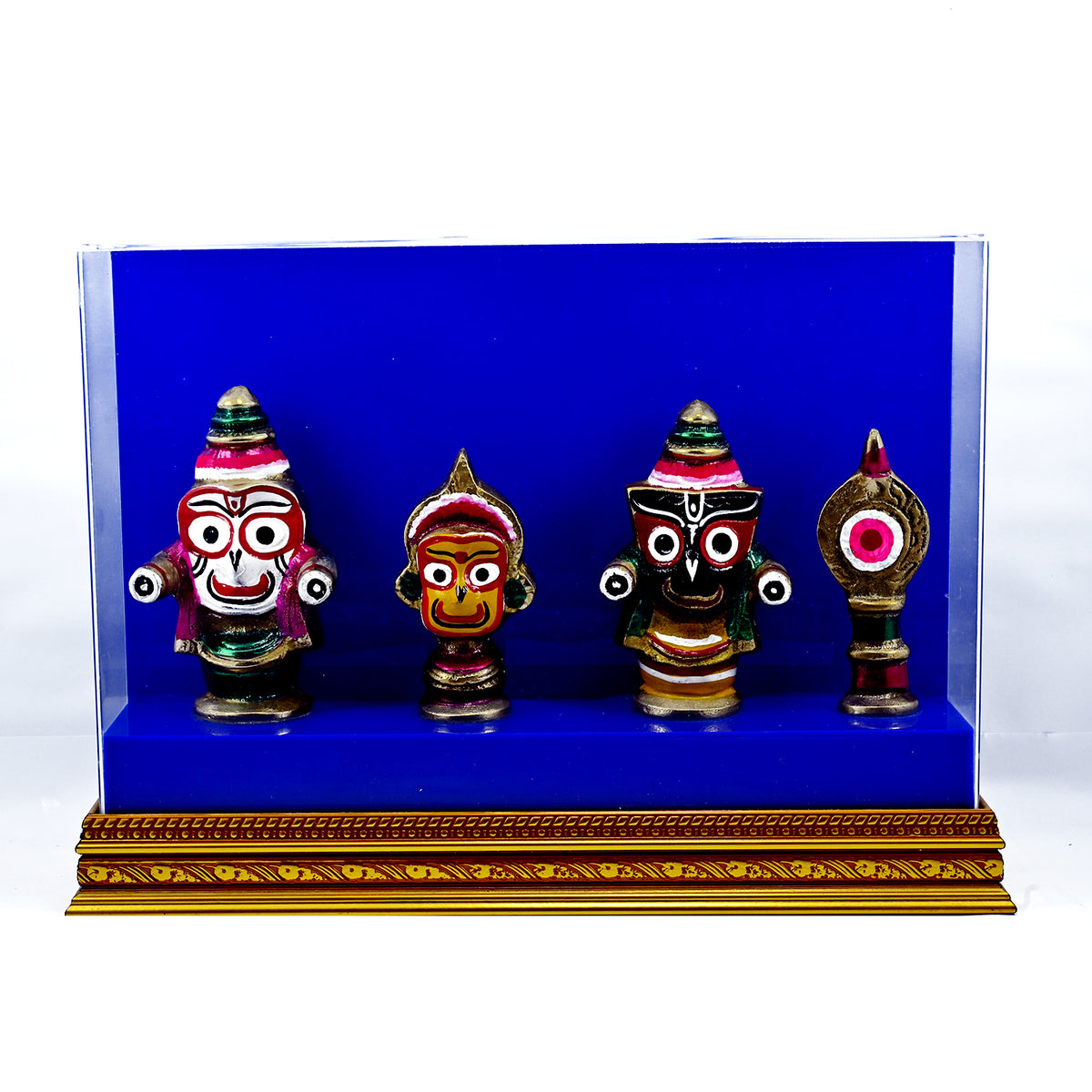 SmileSellers Jagannath Balabhadra subhadra Show Piece ,Handmade brass idol in glass box