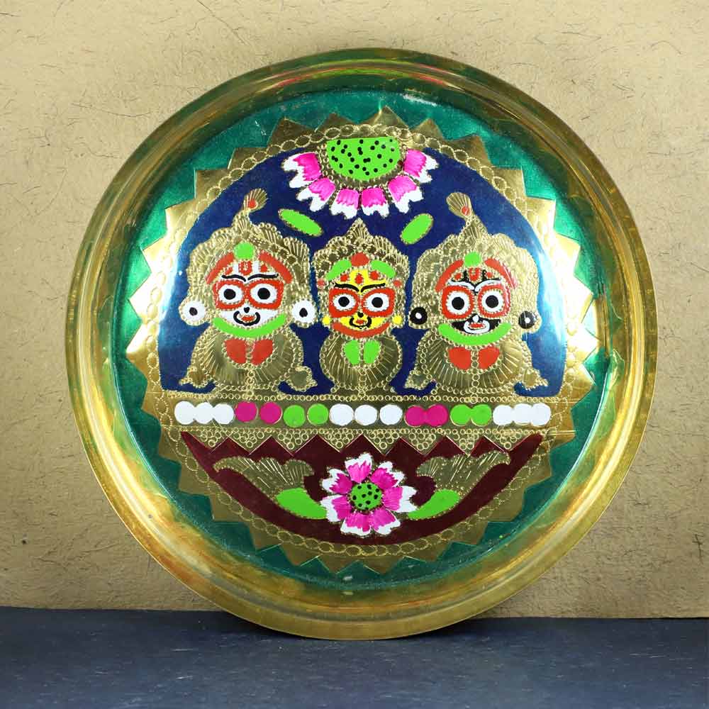 SmileSellers Hand made design of Jagannath balabhadra and maa subhadra hanging thali colour full design