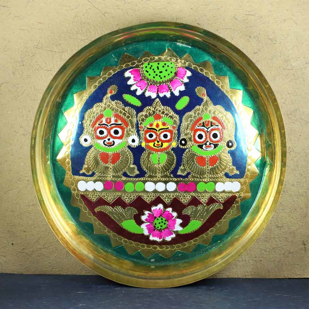 SmileSellers Hand made design of Jagannath balabhadra and maa subhadra hanging thali colour full design