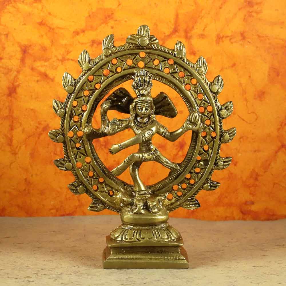 SmileSellers Lord Shiva Dancing Natraj/Nataraja Statue Brass Handcrafted Decorative Sculpture Brass Idol of Natraj for Home ,Office Decor