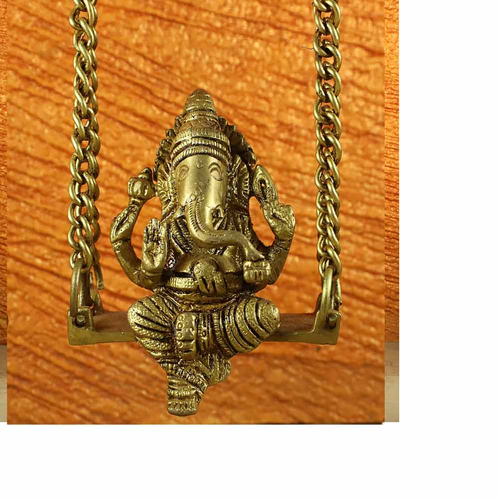 smilesellers Brass idol of Lord Ganesh Bhagwan on a Swing Jhula