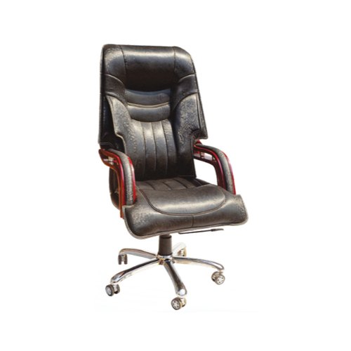 Leatherette Black , Brown Ayesha Steel Leather Chair, For Office