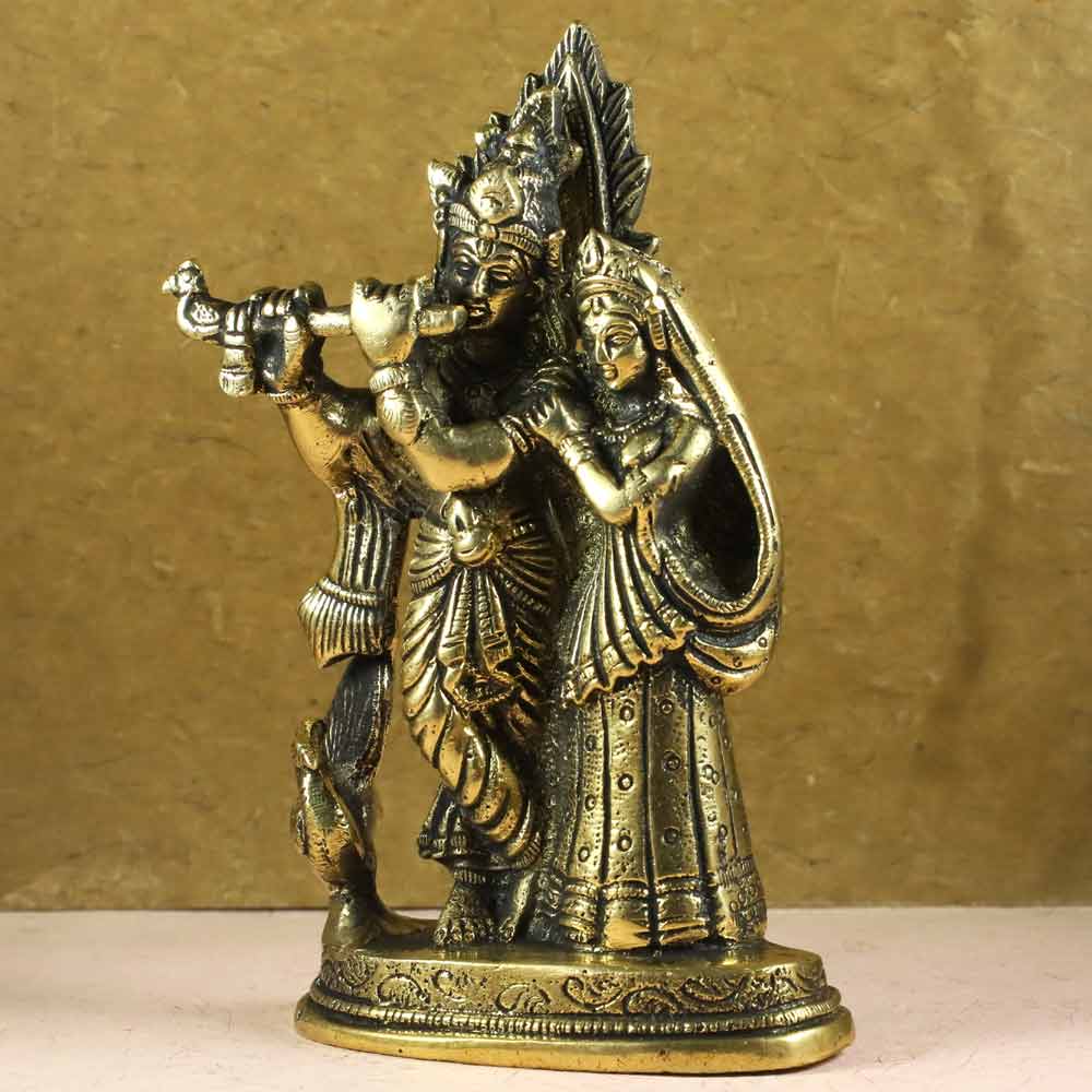 SmileSellers Brass Radha Krishna Idol