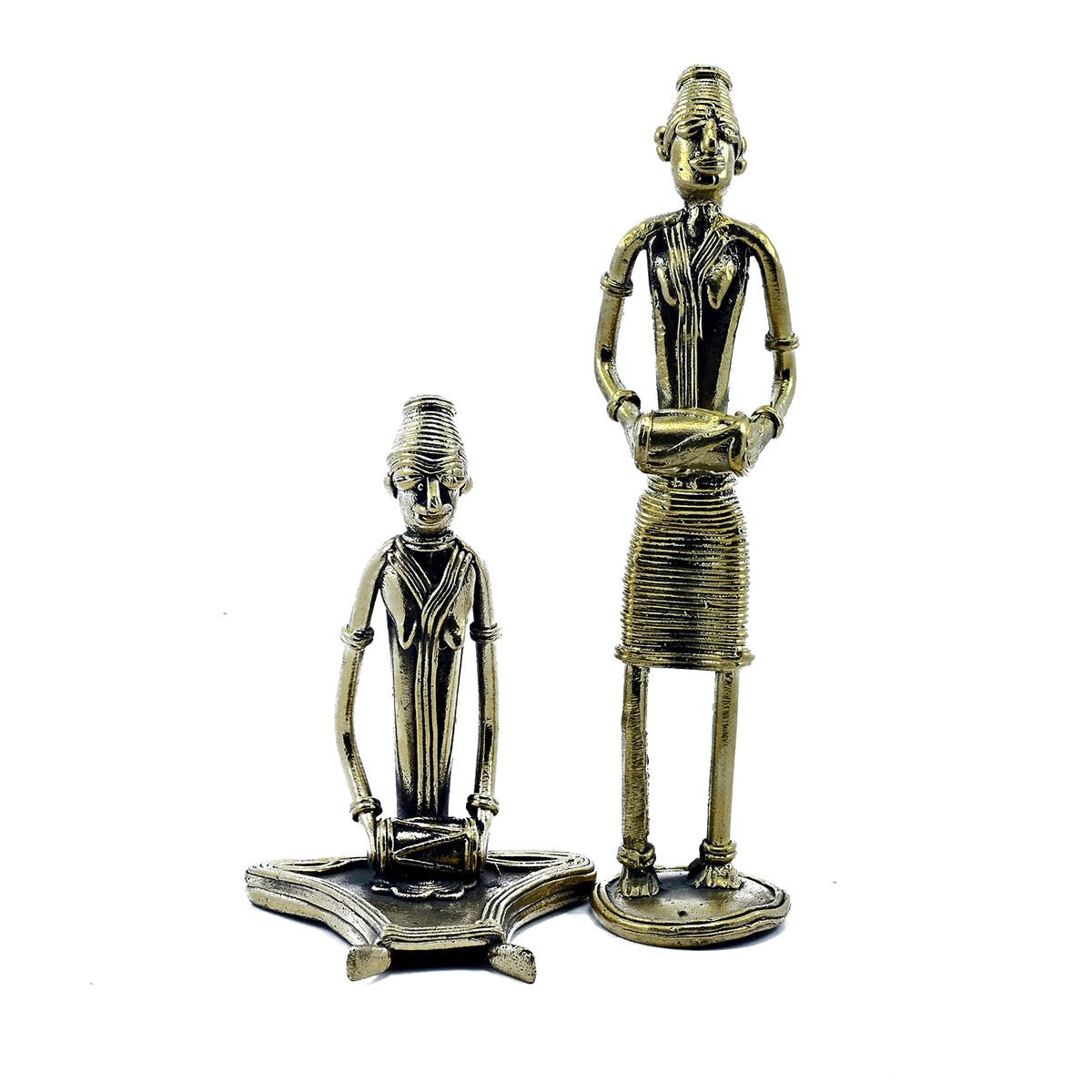 SmileSellers Dokra musicians, Handmade Brass Figurine In Dokra Art (Set Of 2)