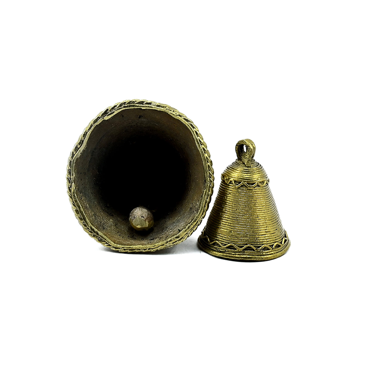 SmileSellers Dokra Hanging pooja Bell ' Handmade Brass Decorative Pooja Bell In Dhokra Art (set of 2 )