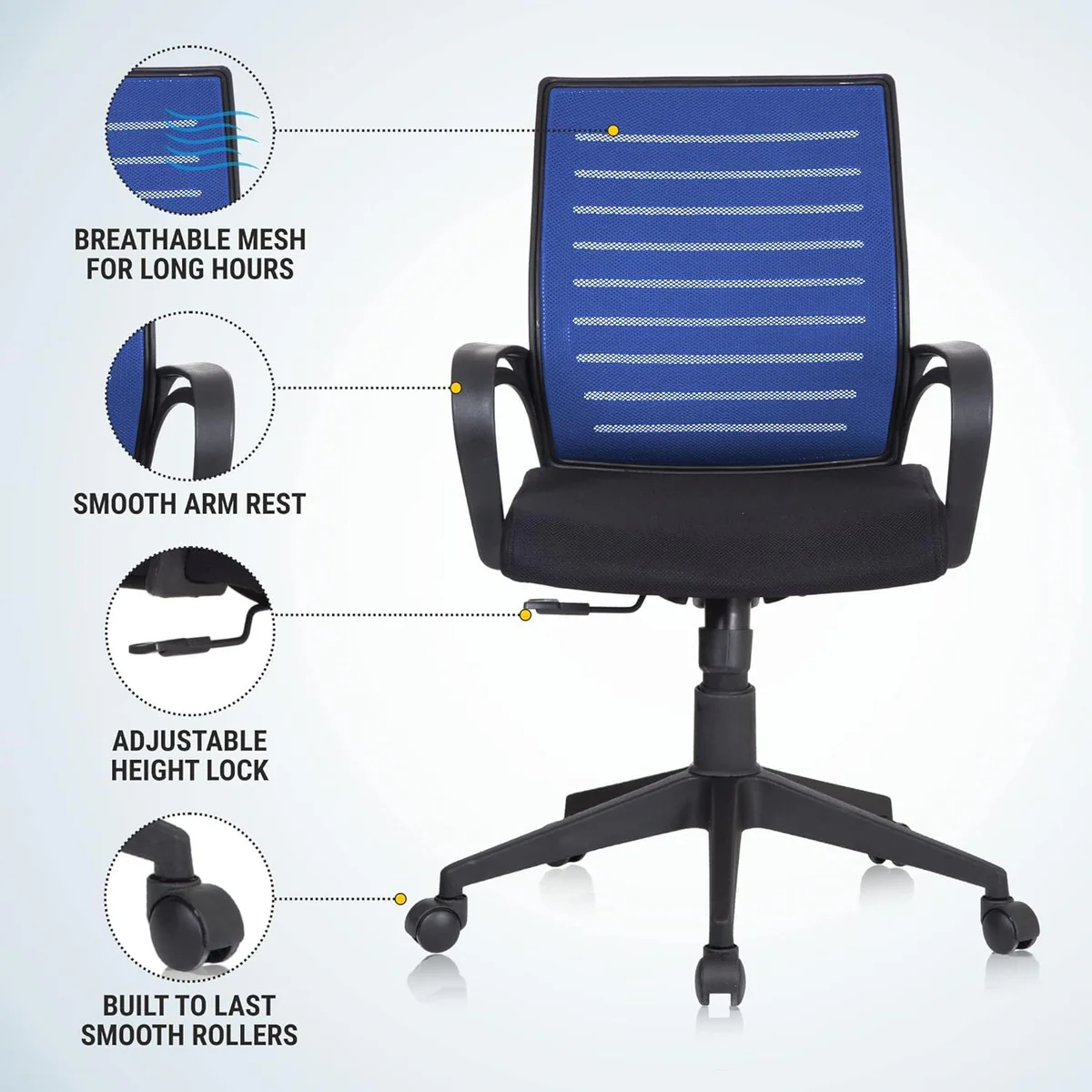 Comfortable Desk Chair for Work from Home, Study & Office Use blue3