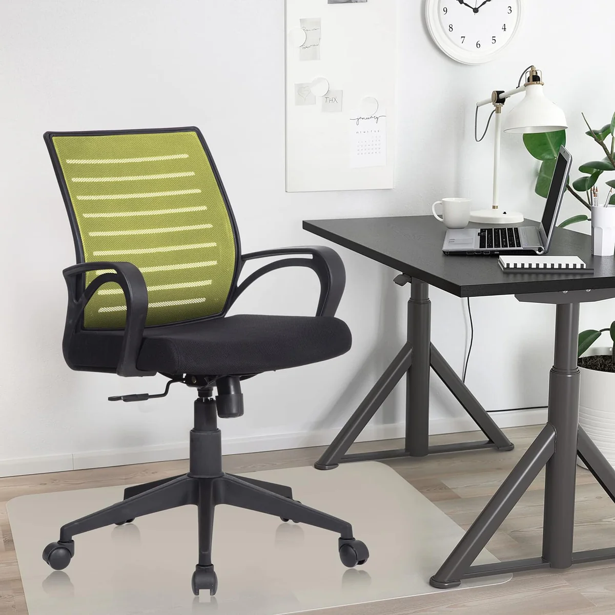 SmileSellers Boom Ergonomic Mesh Mid-Back Office Chair with Adjustable Height, Tilt Lock, Cushioned Seat & Heavy-Duty Revolving Base | Comfortable Desk Chair for Work from Home, Study & Office Use, Green