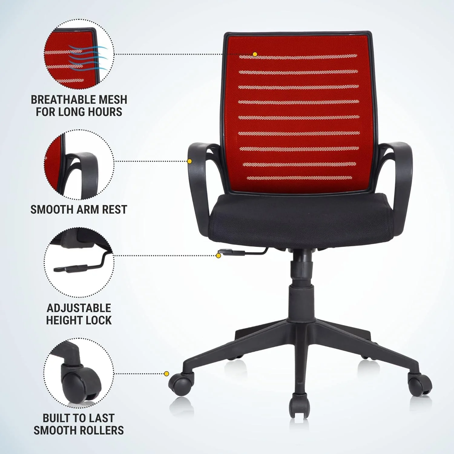 Comfortable Desk Chair for Work from Home, Study & Office Use red2