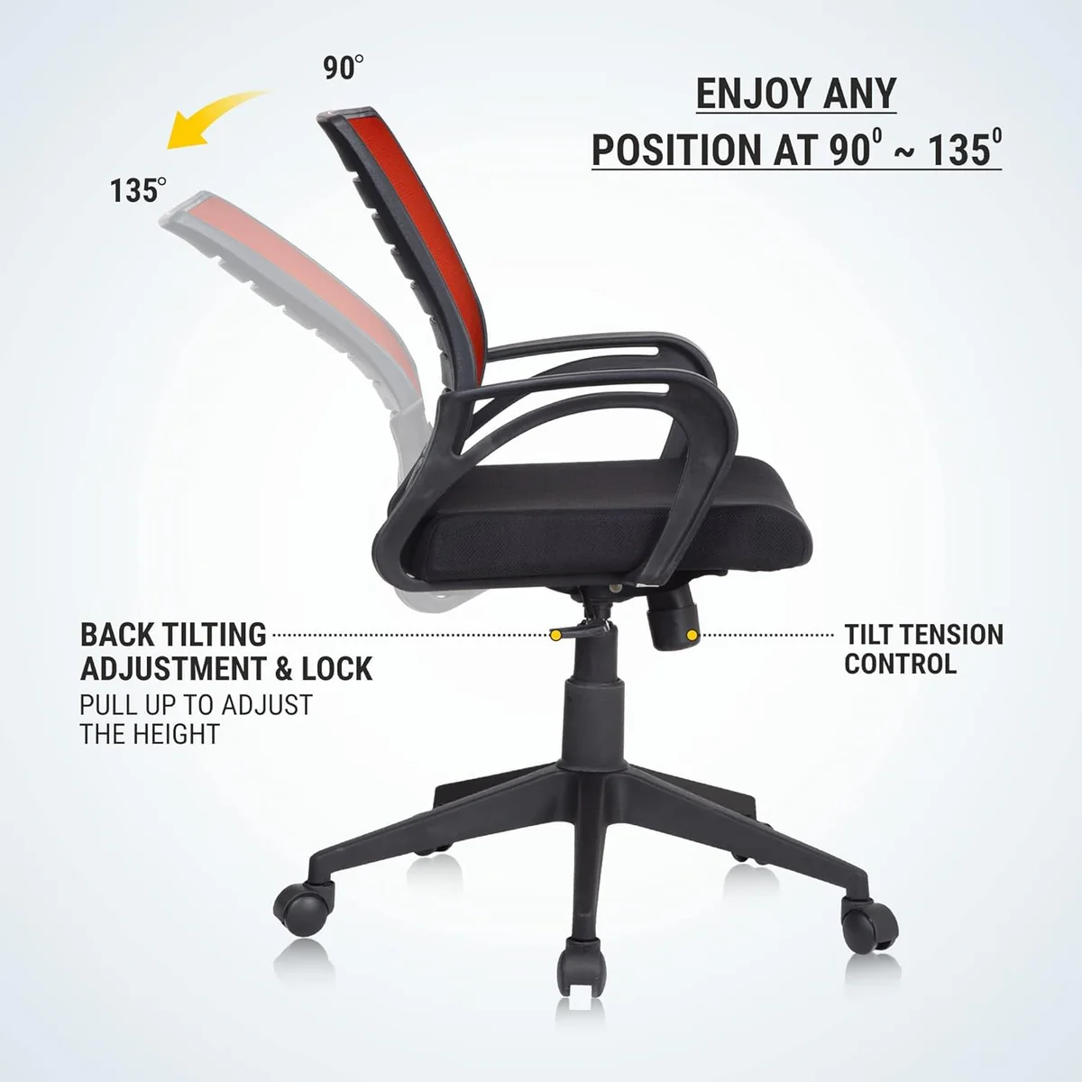 Comfortable Desk Chair for Work from Home, Study & Office Use red4