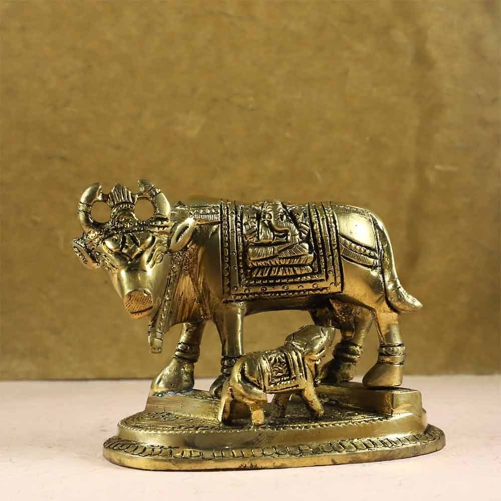 SmileSellers Brass Kamdhenu Cow