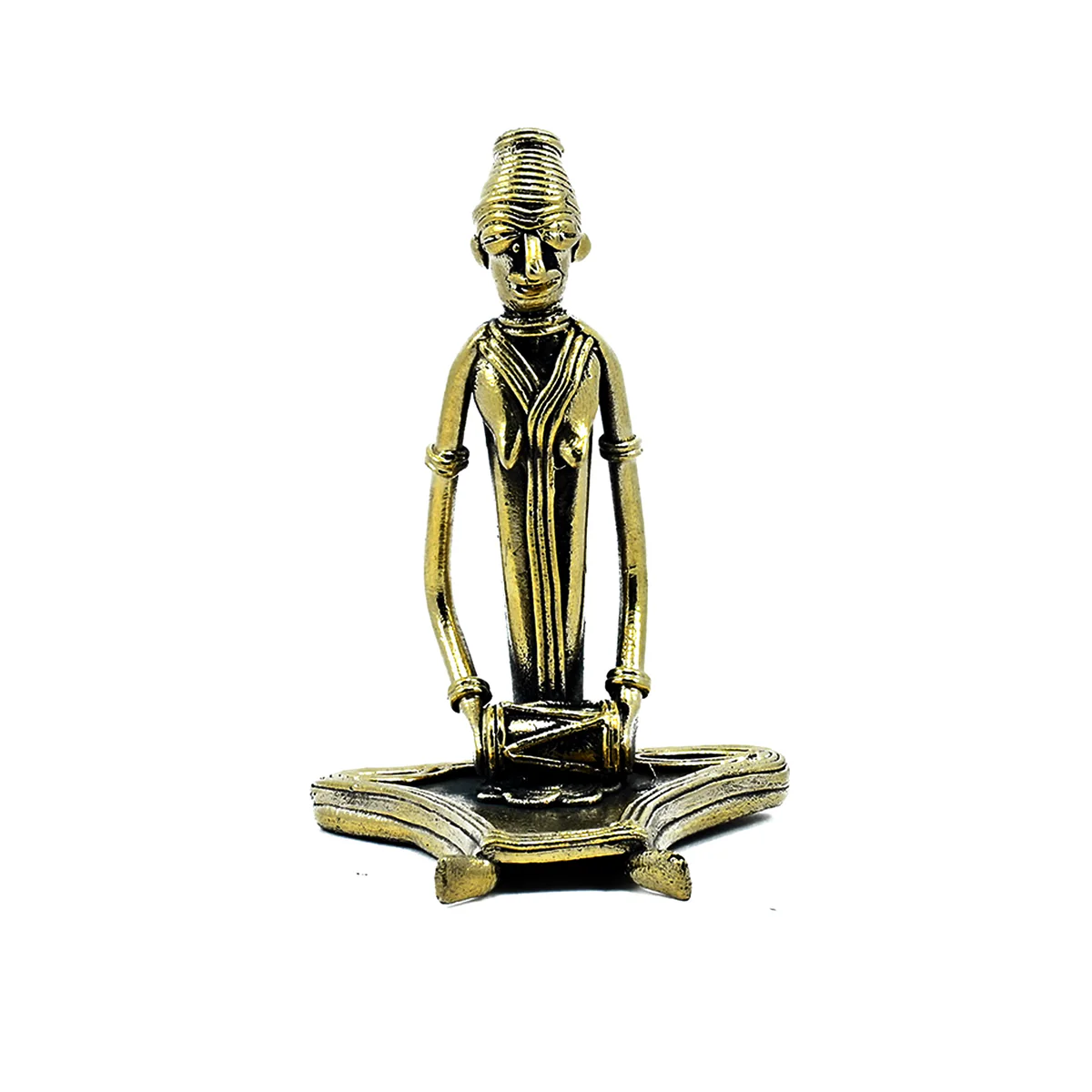 SmileSellers Dokra musicians, Handmade Brass Figurine In Dokra Art (Set Of 2)1