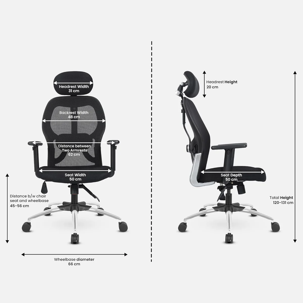 SmileSellers Matrix Ergonomic High Back Mesh Office Chair with Adjustable Armrests, Superb Lumbar Support & Breathable Backrest for Home and Office Use4