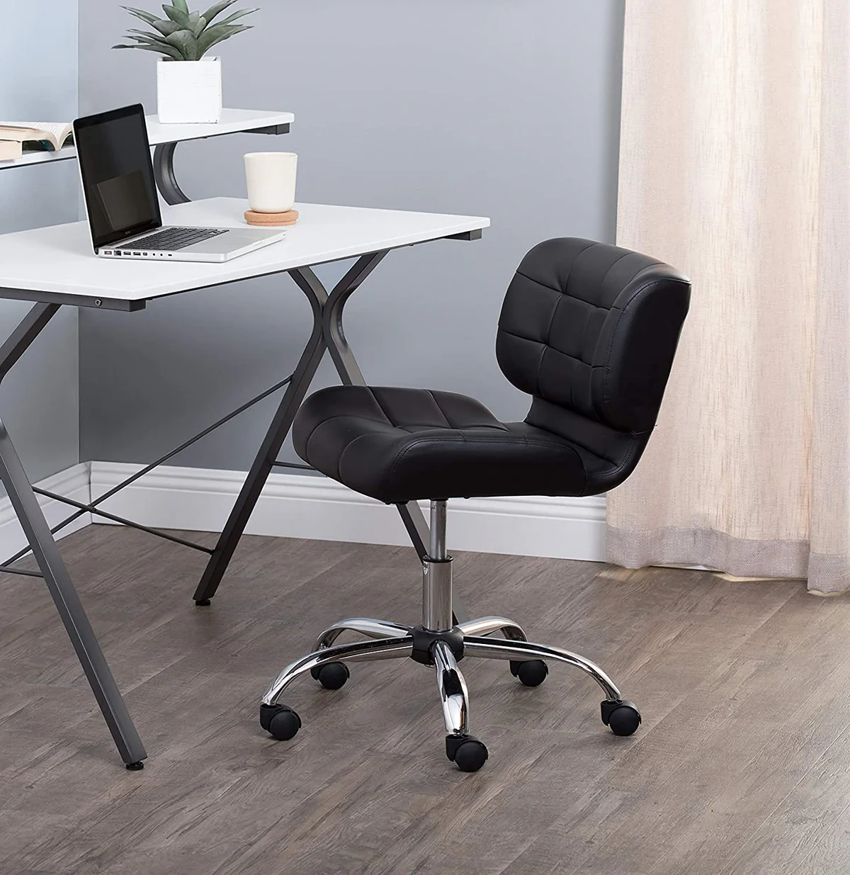 SmileSellers Modern Black Crest Armless Office Chair Swivel Task Chair Desk Chair Computer Chair2