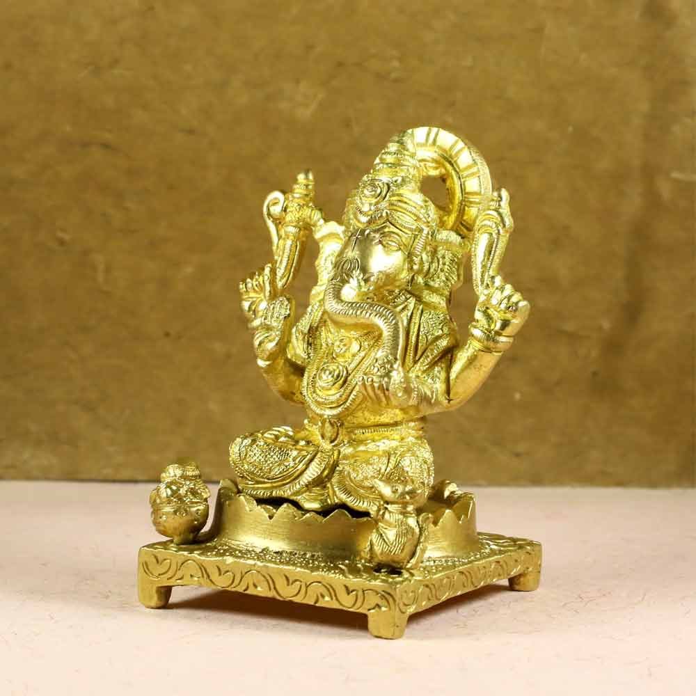 smilesellers Beautifully Glossy finish design brass idol of lord Ganesh3